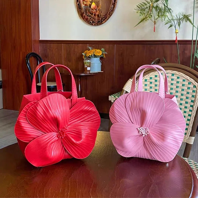 French Petal Flower Handbag Holiday Seaside Leather