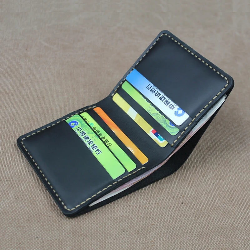 Handmade Crazy Horse Leather Bifold Wallet for Men