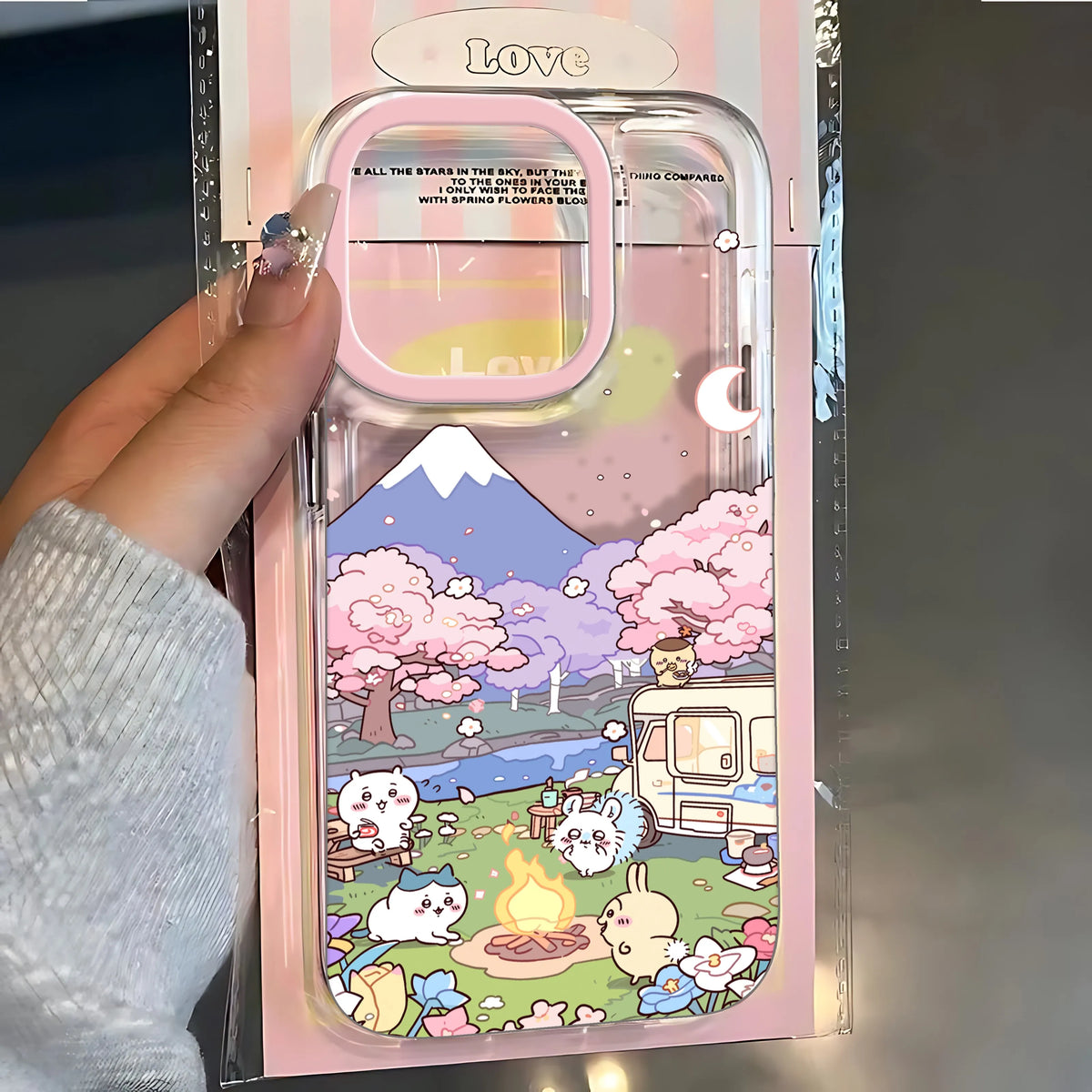 Kawaii Anime Cherry Blossom iPhone Case – Cute Cartoon Animals