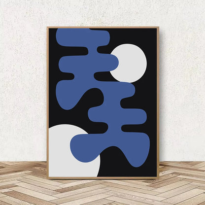 Retro Geometric Abstract Shapes Poster – Minimal Black & White Wall Art Unframed