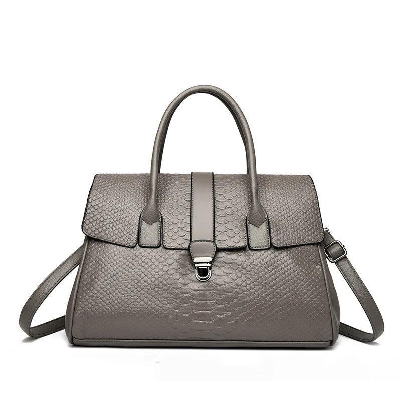 Top Quality Large Handbag with Snake Pattern Leather Bags