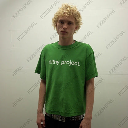 Men's Oversized Y2K Letter Print Cotton T-Shirt