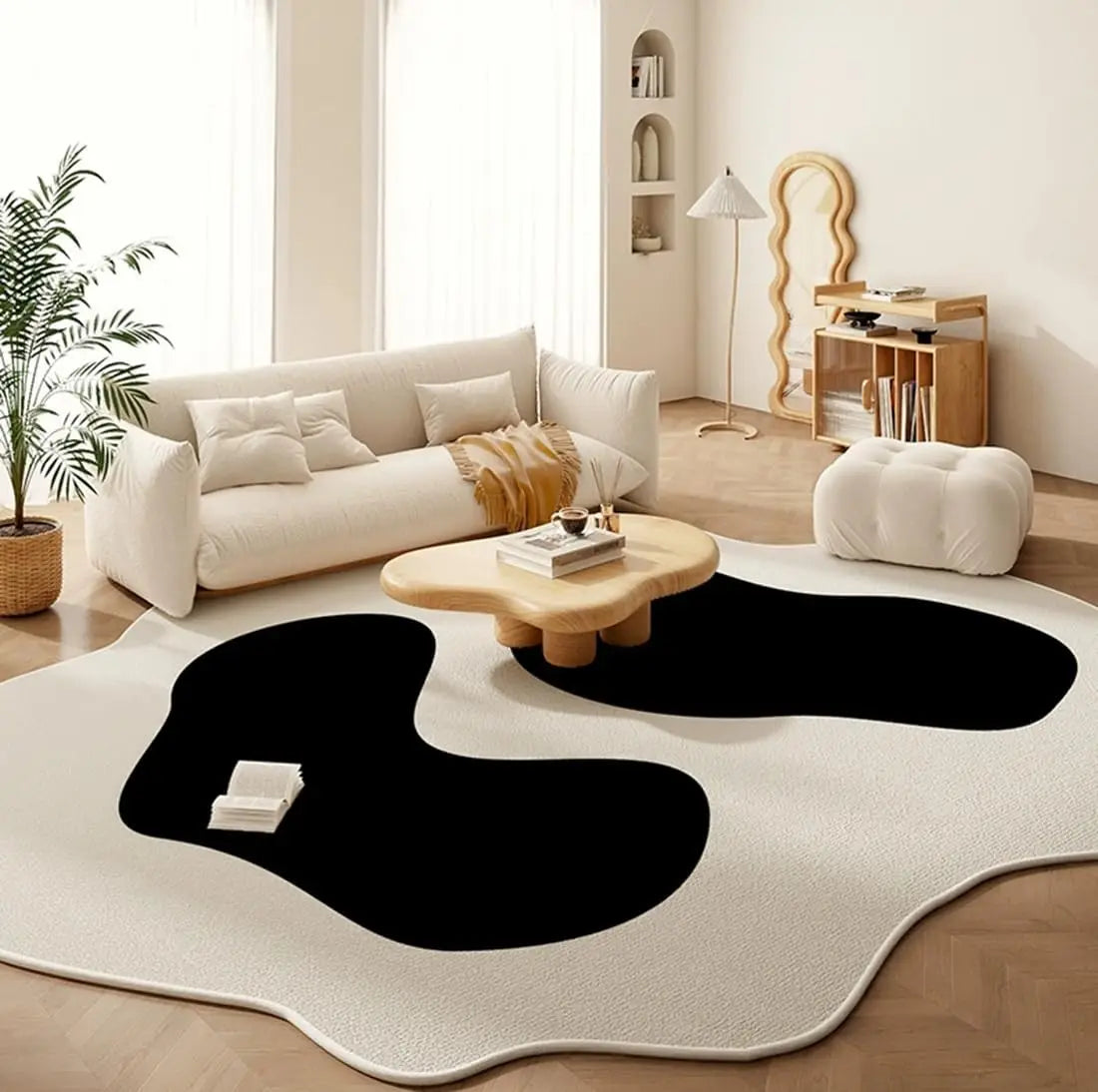 Irregular Shape Area Rug – Minimalist Abstract Living Room Carpet