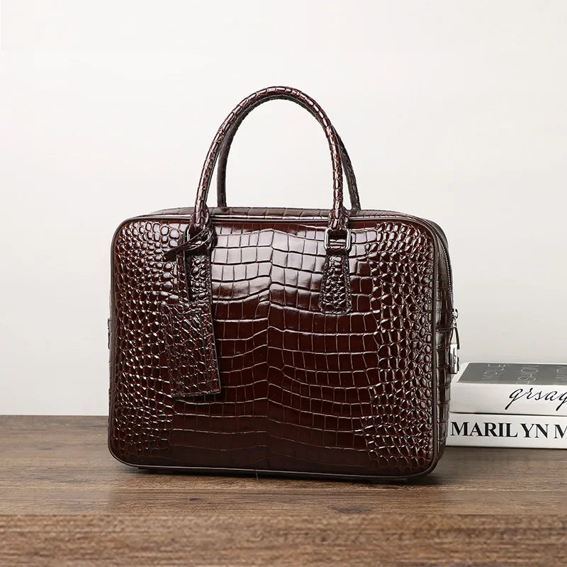 Men's Alligator Pattern Leather Briefcase – Laptop Business Bag