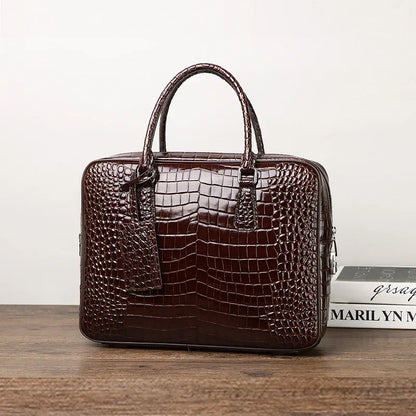 Men's Alligator Pattern Leather Briefcase – Laptop Business Bag