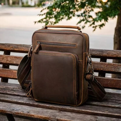 Genuine Leather Men's Shoulder Crossbody Bag – Vintage Brown