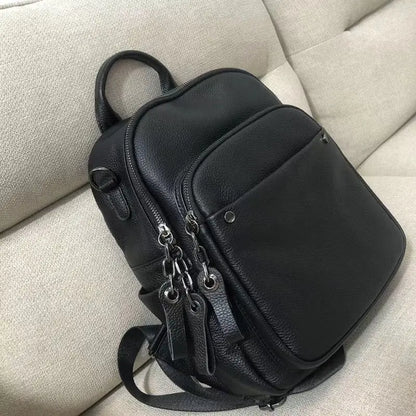 Genuine Cowhide Leather Backpack for Women | Retro Style