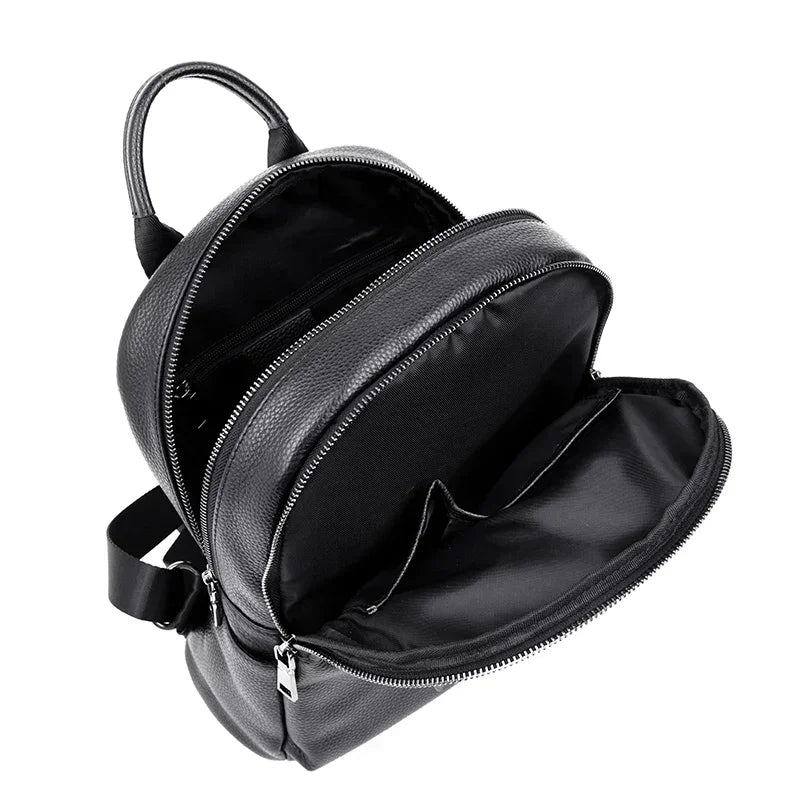 Genuine Leather Women Backpack – Multi-Pocket Luxury Bag