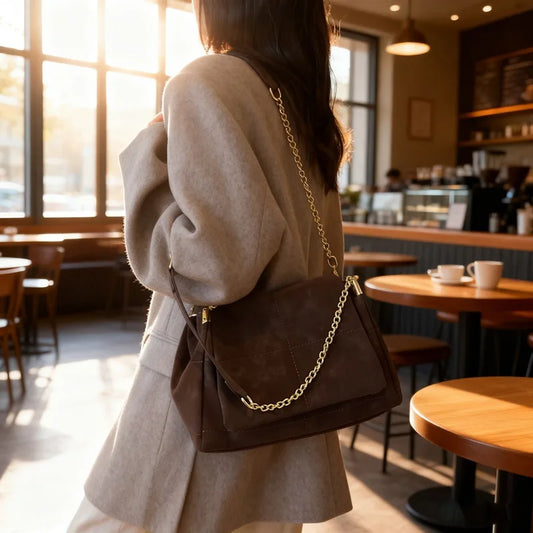 Chain Strap Crossbody Shoulder Bag – Women's Soft PU Leather Tote