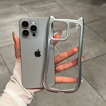 Cat Ear iPhone Case – Chrome Bumper & Clear Silicone | iPhone 11–17