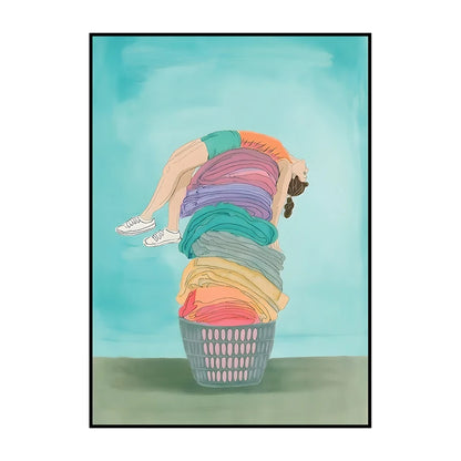 Laundry Basket Canvas Poster – Minimalist Funny Wall Art Print