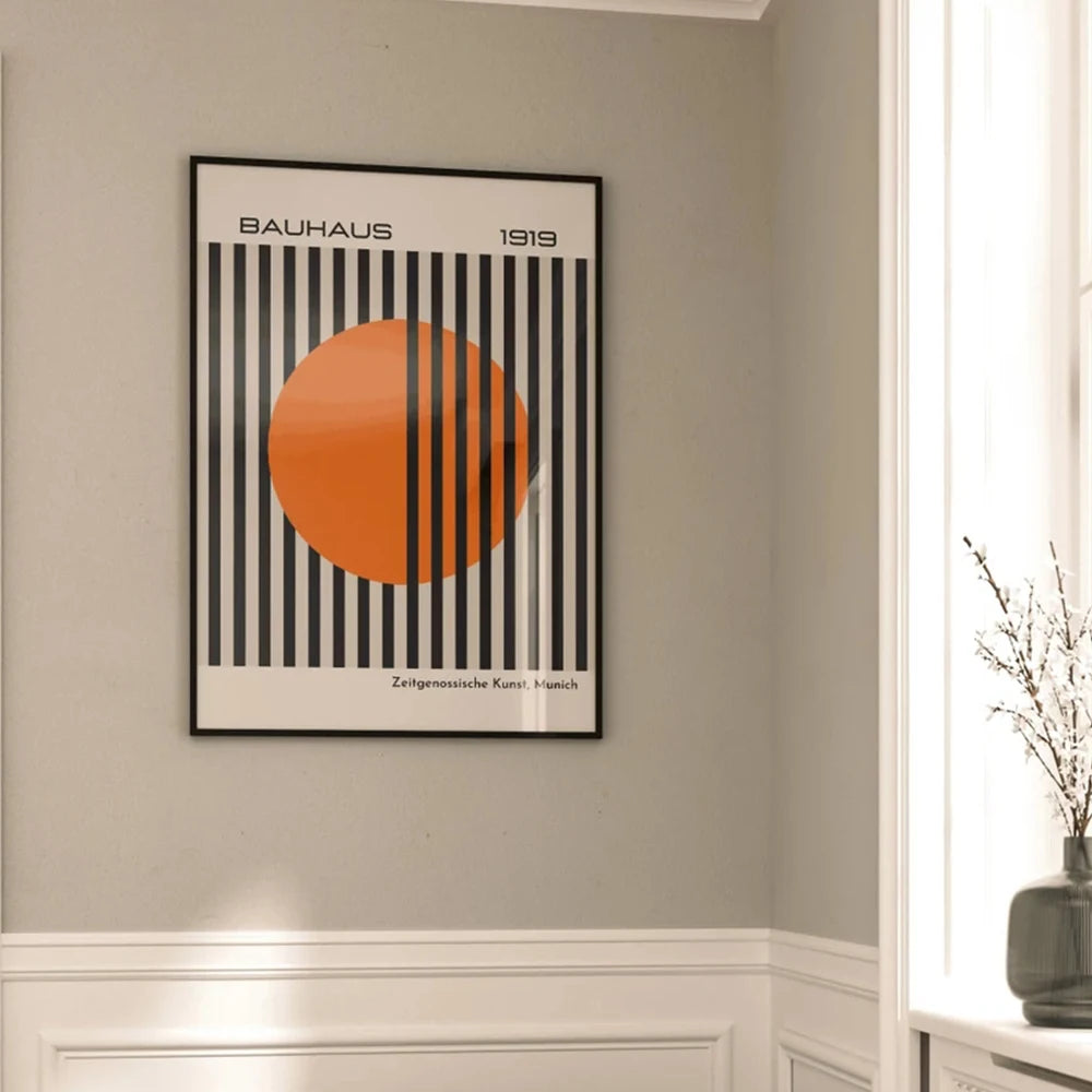 Bauhaus 1919 Orange Circle Wall Art Print – Retro Geometric Poster