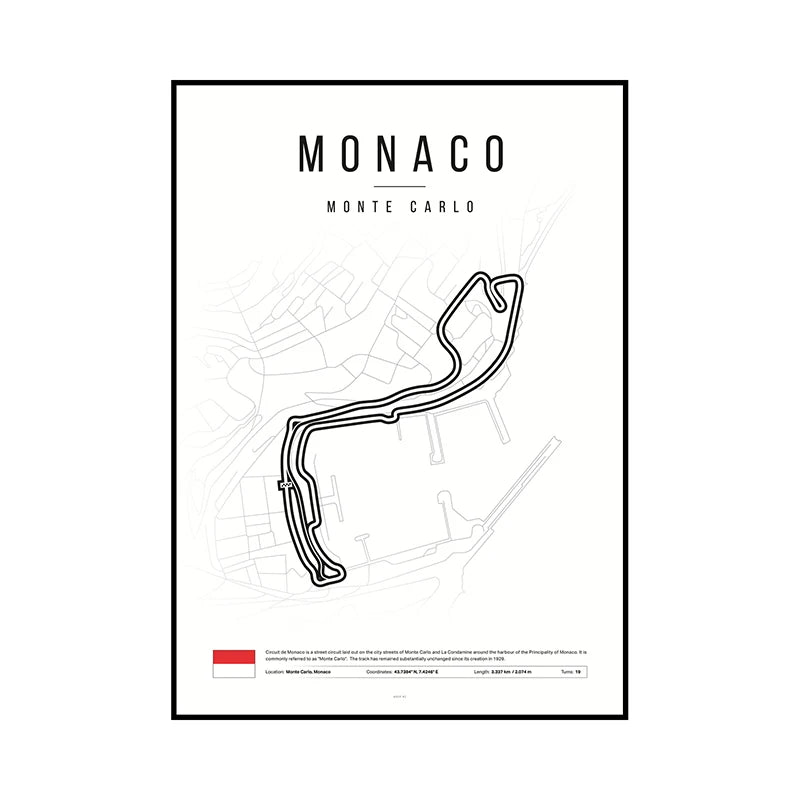 F1 Race Track Map Poster – Formula 1 Circuit Wall Art Print