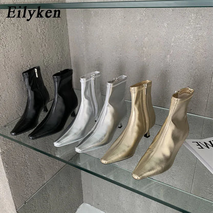Pointed Toe Chelsea Ankle Boots – Thin Heel Zip-Up