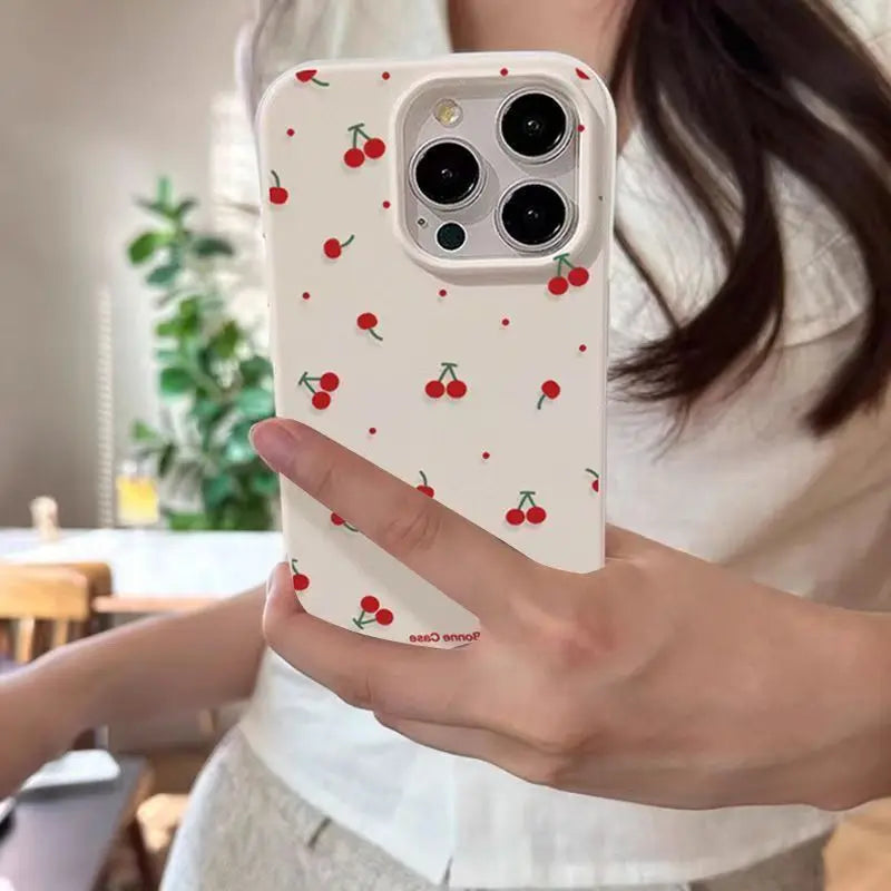 iPhone Case Cute Cartoon Cherry Silicone Cover – Multi-Model