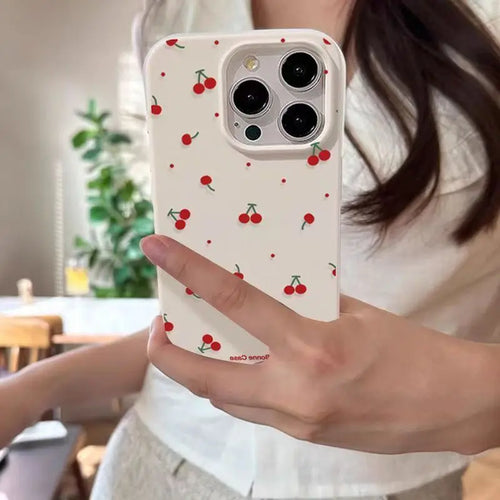 iPhone Case Cute Cartoon Cherry Silicone Cover – Multi-Model