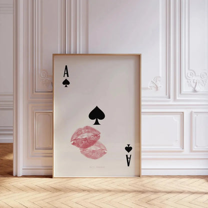Ace of Spades Kiss Wall Art Print – Retro Lips Canvas Poster