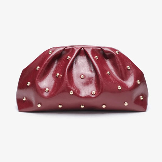 Rivet Cloud Clutch Bag for Women – Glossy Pouch Handbag