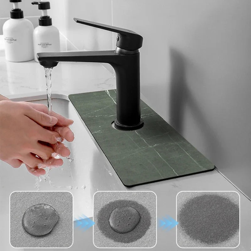 Faucet Splash Guard Mat – Absorbent Sink Countertop Water Pad for Bathroom & Kitchen