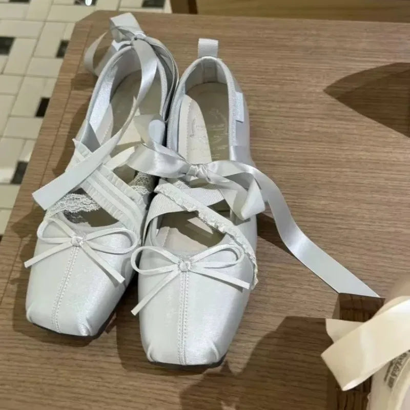 Butterfly Bow Ballet Flats – Women's Cross-Strap Mary Jane Shoes