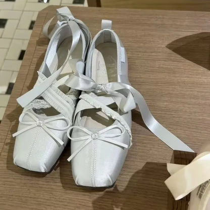 Butterfly Bow Ballet Flats – Women's Cross-Strap Mary Jane Shoes