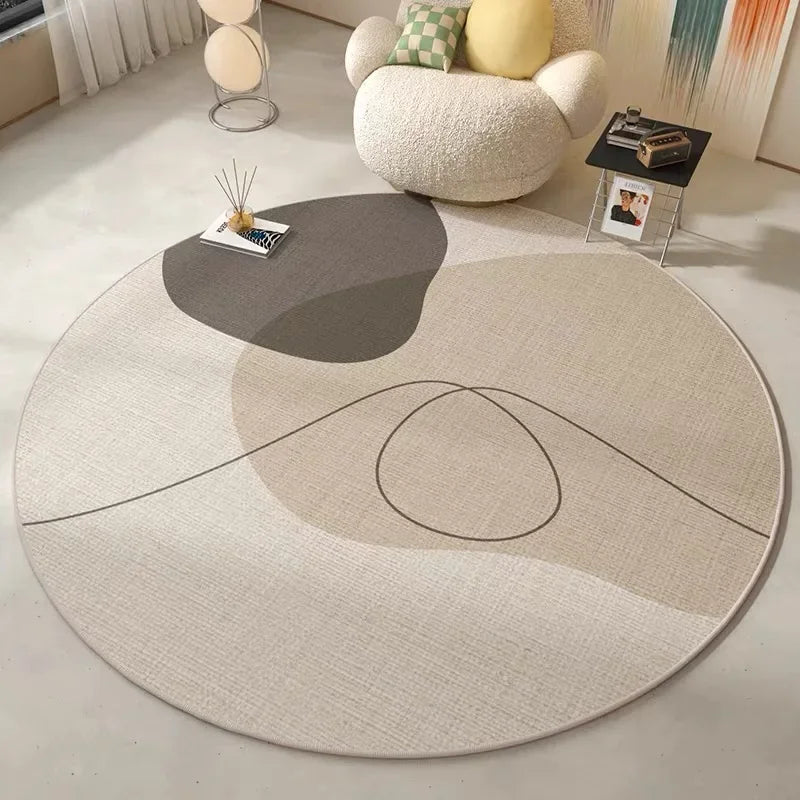 Round Area Rug – Modern Minimalist Non-Slip Stain-Resistant Floor Mat