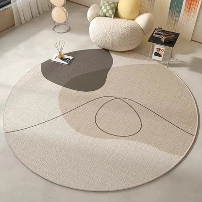 Round Area Rug – Modern Minimalist Non-Slip Stain-Resistant Floor Mat