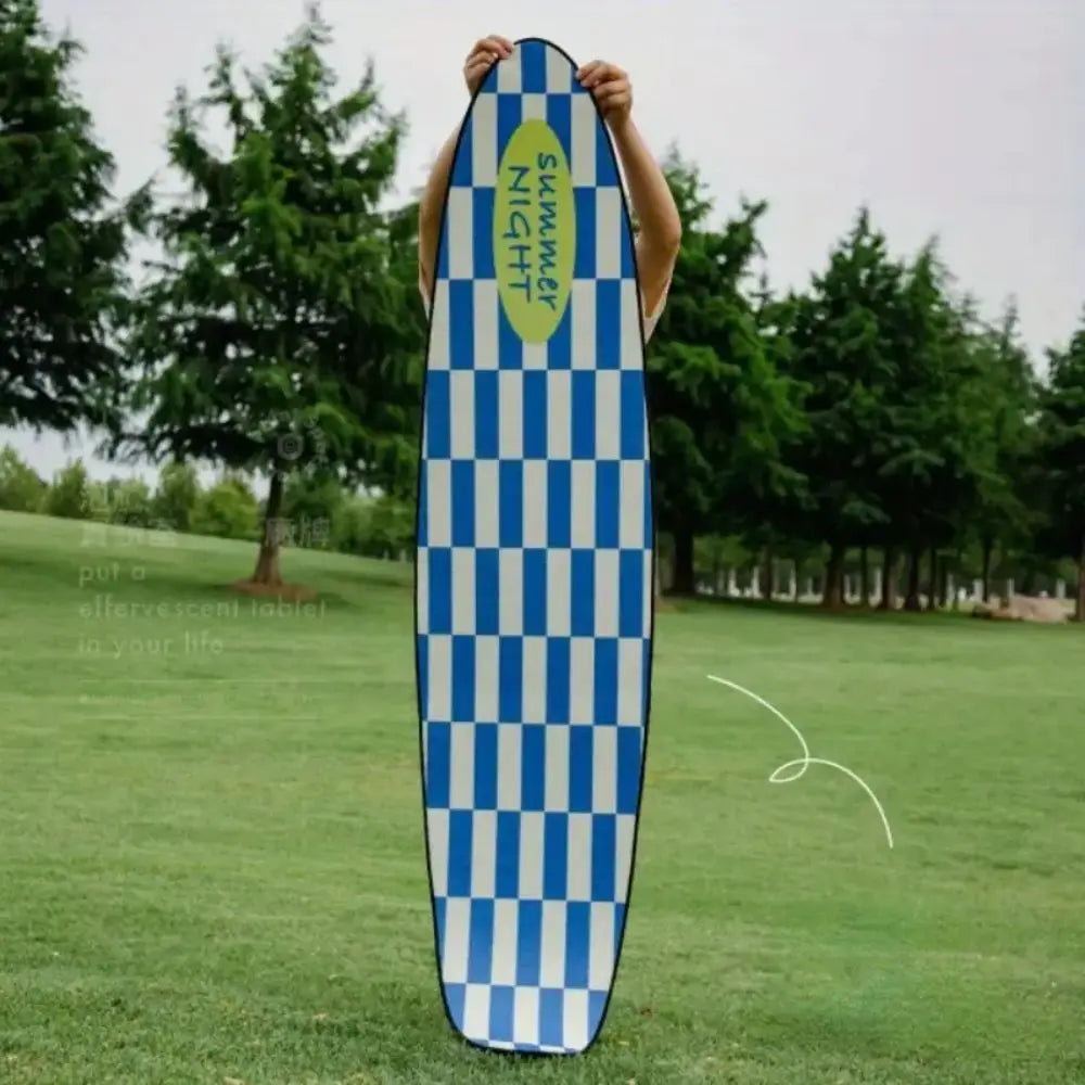 Surfboard Shape Rug – Summer Checkered Floor Mat for Bedroom & Living Room