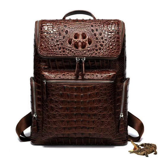 Crocodile-Embossed Leather Men's Backpack – Luxury Alligator Bag
