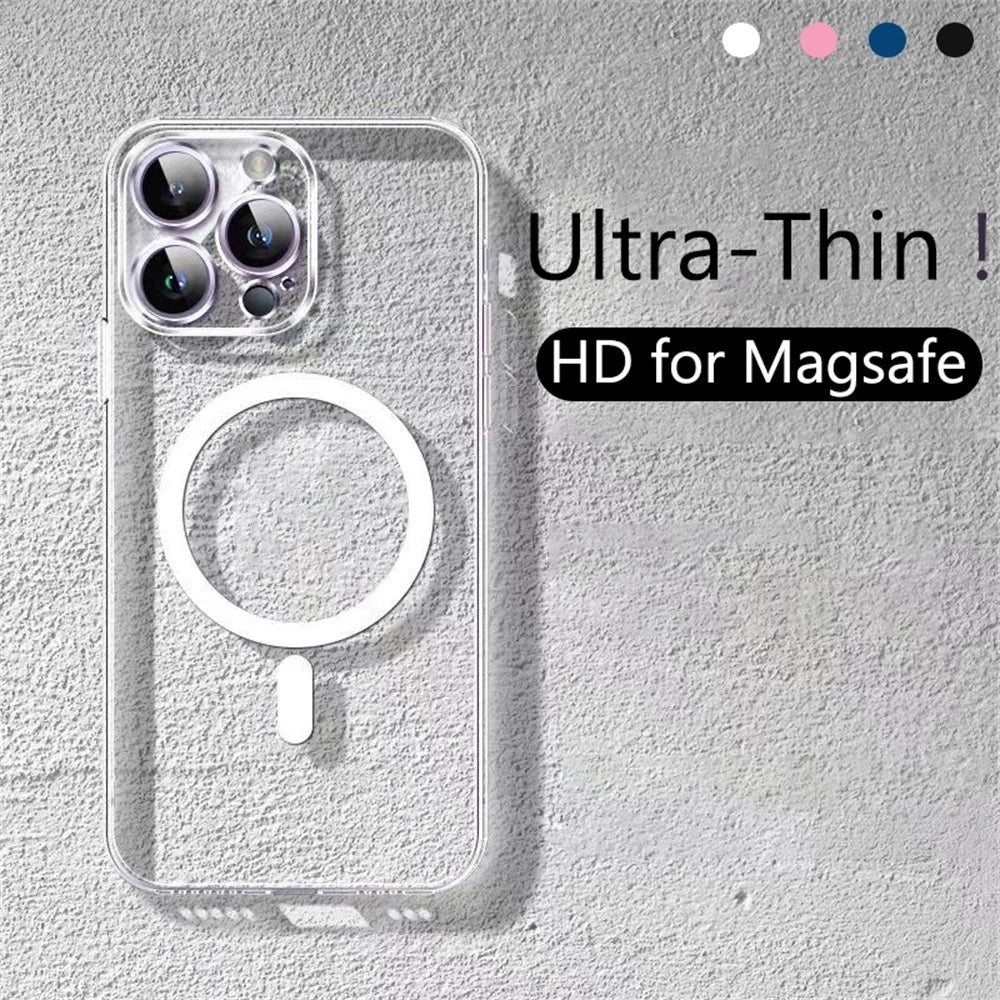 Clear MagSafe iPhone Case – Ultra-Thin HD Transparent Cover for iPhone 12–17 Series