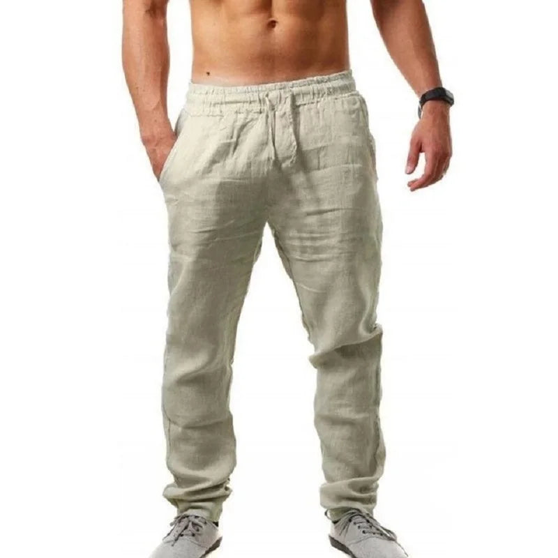 Men's Cotton Linen Pants – Breathable Streetwear Trousers S-3XL