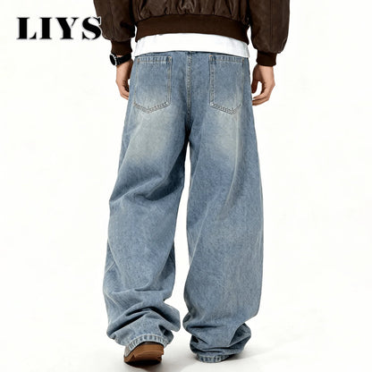 Dachshund Embroidery Baggy Wide-Leg Jeans – Men's Y2K Korean Style