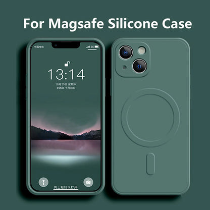 Liquid Silicone Shockproof Case For iPhone 17/ 16/ 15/ 14/ 13/ 12/ 11 Pro Max Plus Phone Magnetic Wireless Charger For Magsafe Cover