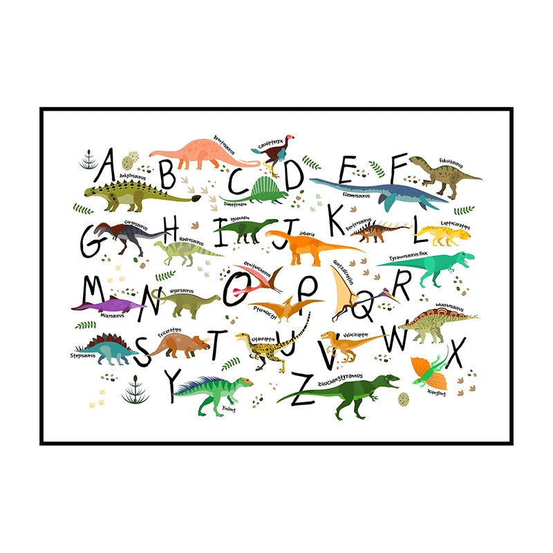 Dinosaur Alphabet Poster – Kids ABC Wall Art Print