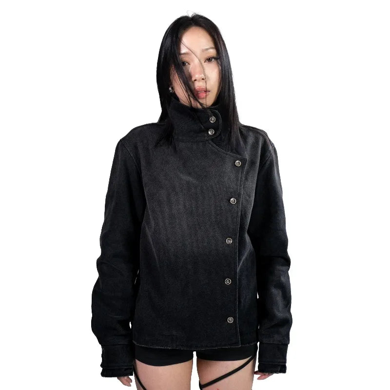 Fencing Jacket Y2K Vintage Wash Canvas – Unisex Gothic Harajuku Streetwear