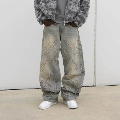 Y2K Wide Leg Baggy Jeans – Vintage Harajuku Streetwear Denim Pants