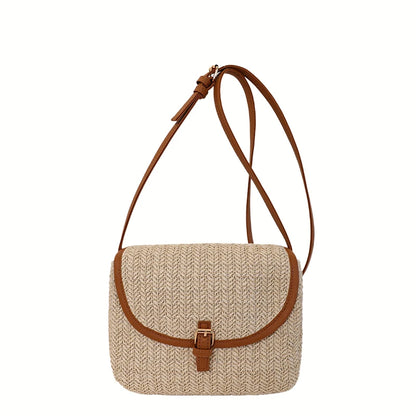 Women's Straw Woven Crossbody Bag – Casual Summer Shoulder Bag