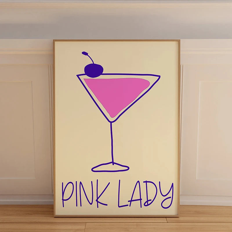 Cocktail & Drinks Wall Art Poster – Retro Minimalist Bar Print
