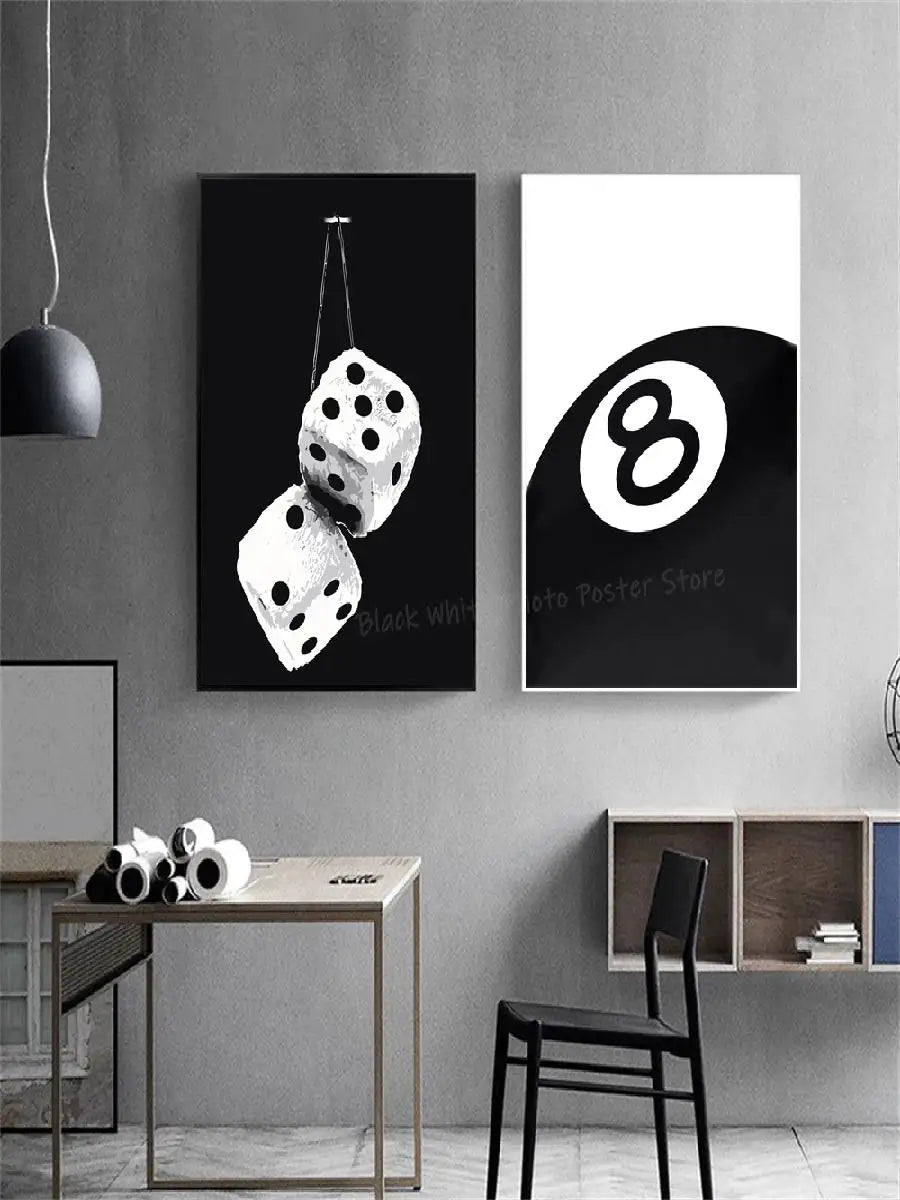 8-Ball Dinosaur Funny Art Poster – Billiards Wall Print