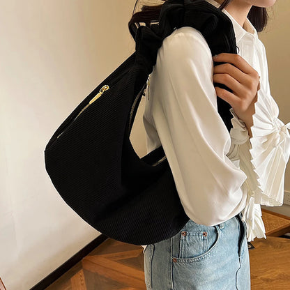Corduroy Drawstring Cloud Dumpling Shoulder Bag