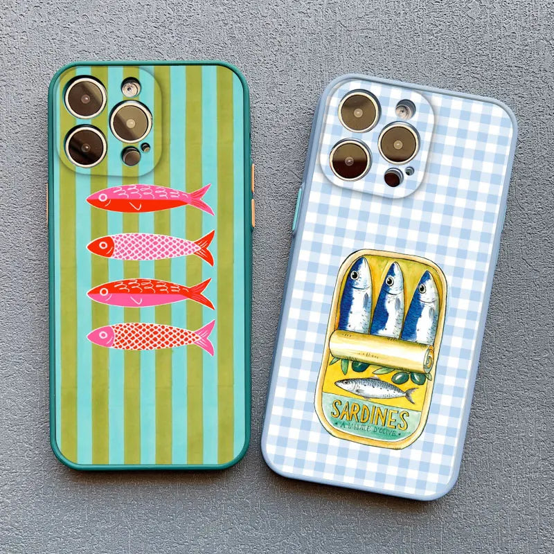 Sardines Pattern Phone Case – Shockproof Cover for iPhone 17 16 15 14 13 12 11 X