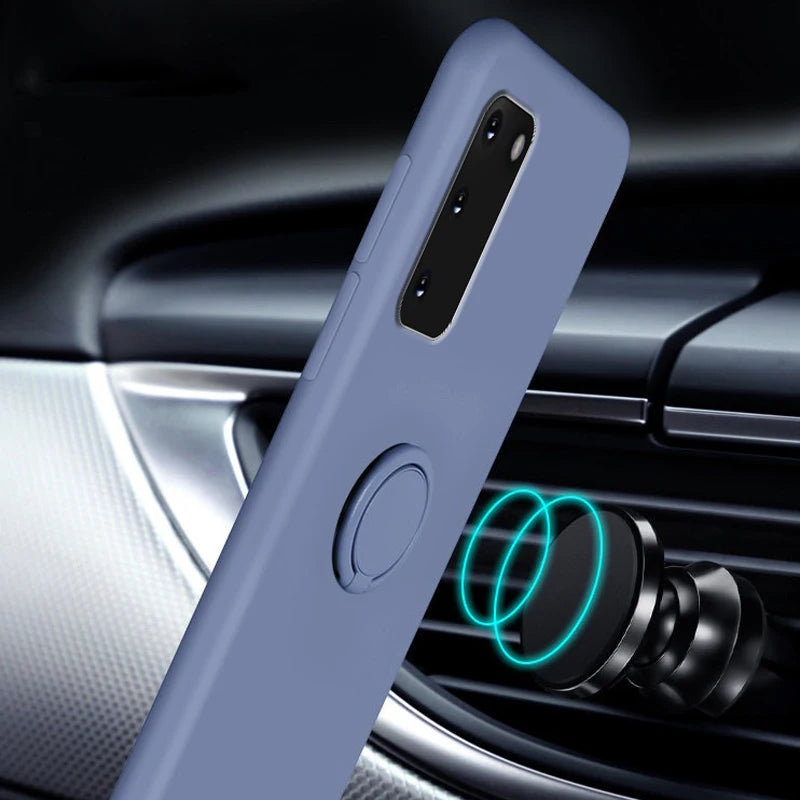 Soft Silicone Samsung Galaxy Case with Ring Holder and Wrist Strap
