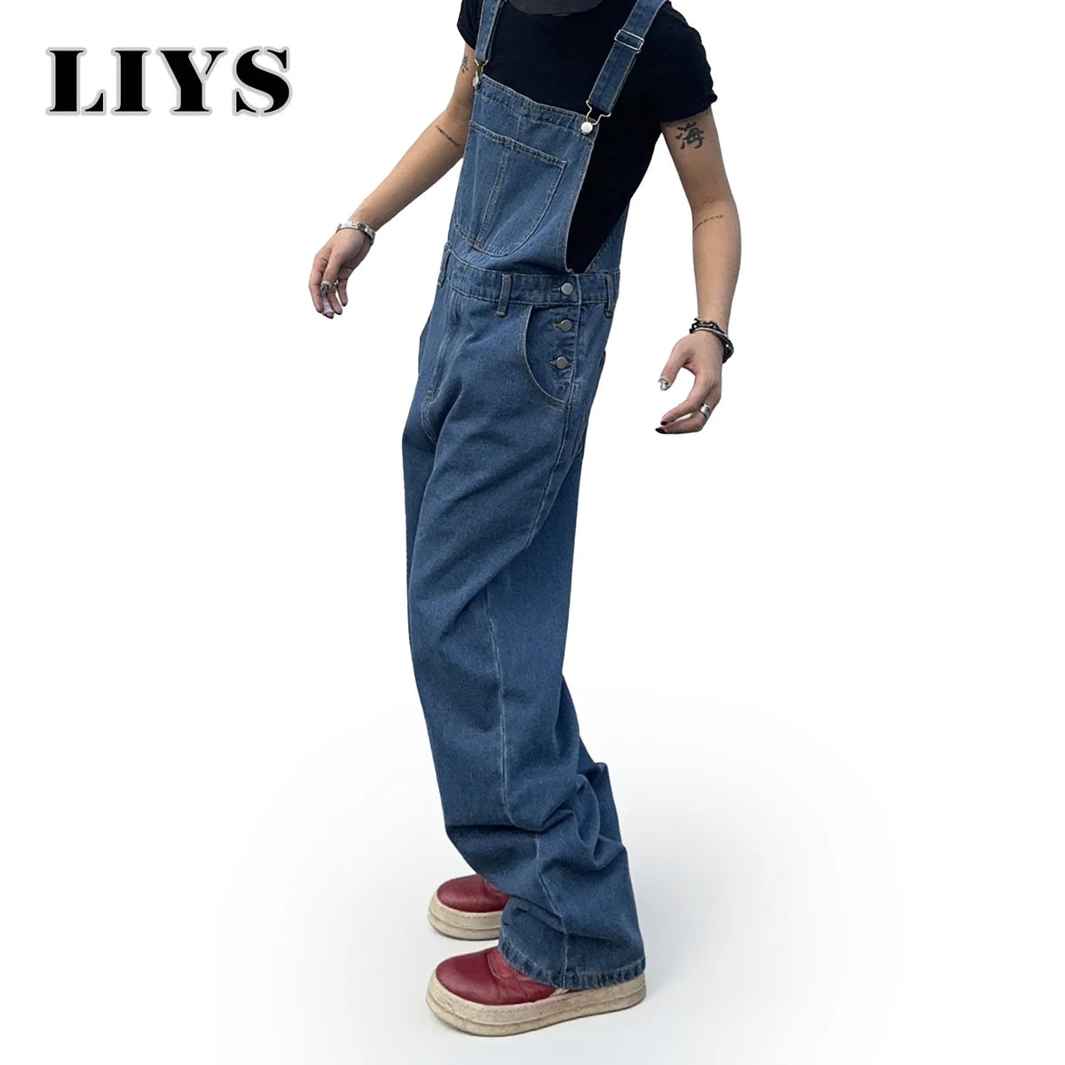 Men's Baggy Denim Overalls – Loose Fit Streetwear Dungarees