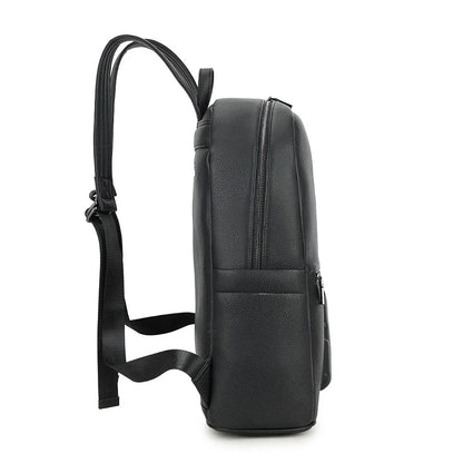 Genuine Leather Men's Backpack with Embossed Detail