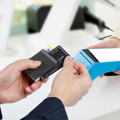 Carbon Fiber RFID Wallet – Money Clip Card Holder for Men & Women