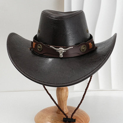 Vintage Faux Leather Western Cowboy Hat Unisex