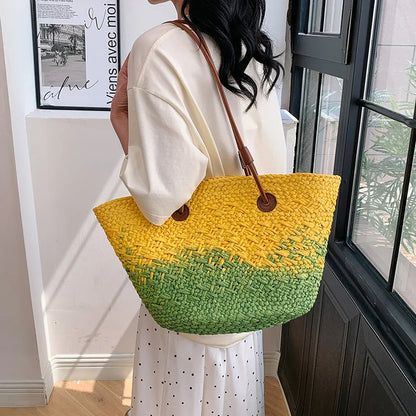 Straw Beach Tote Bag – Wicker Woven Women's Handbag