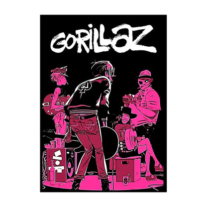 Gorillaz Poster – Anime Rock Band Wall Art Print for Music Fans