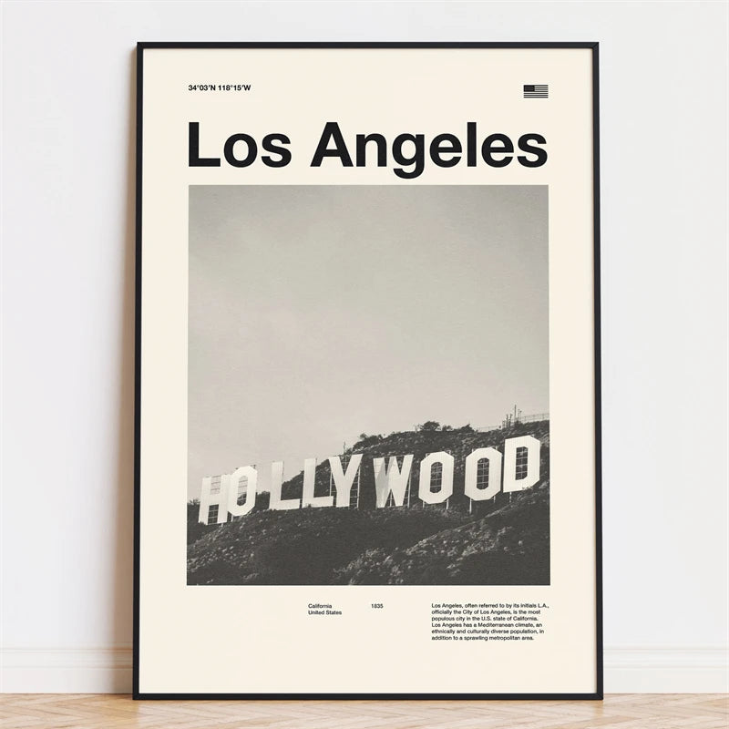 Retro City Poster – Mid-Century Modern Wall Art Print