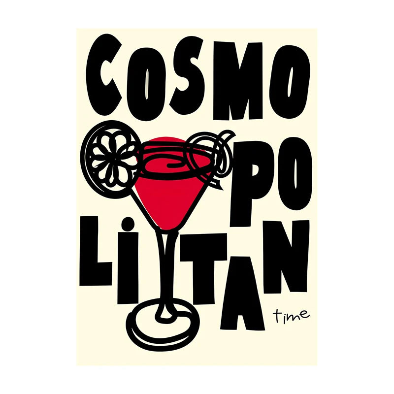 Cocktail & Drinks Wall Art Poster – Retro Minimalist Bar Print